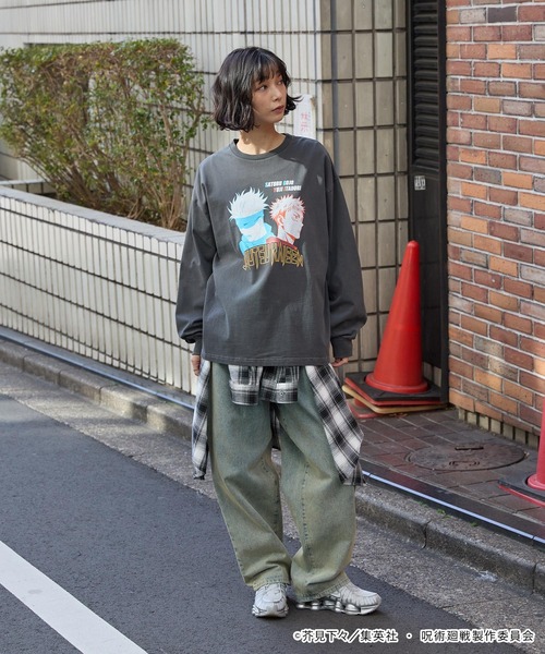 呪術廻戦（ジュジュツカイセン）の「【呪術廻戦】別注 ピグメント加工 オーバーサイズ プリント 長袖 Tシャツ（Tシャツ/カットソー・メンズ・ブラック/ブラック系/ブラウン/ホワイト・M/L）」の6枚目の写真