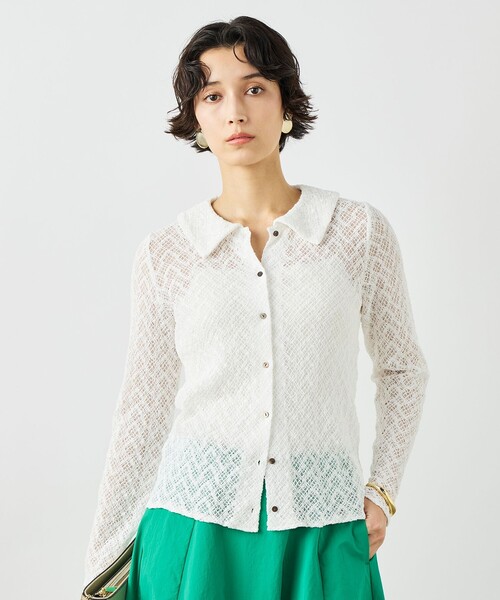 NOLLEY’S(ノーリーズ)の「ウォッシャブル襟付きレースカーディガン(カーディガン/ボレロ・レディース・ブラック/ホワイト・38)」の7枚目の写真