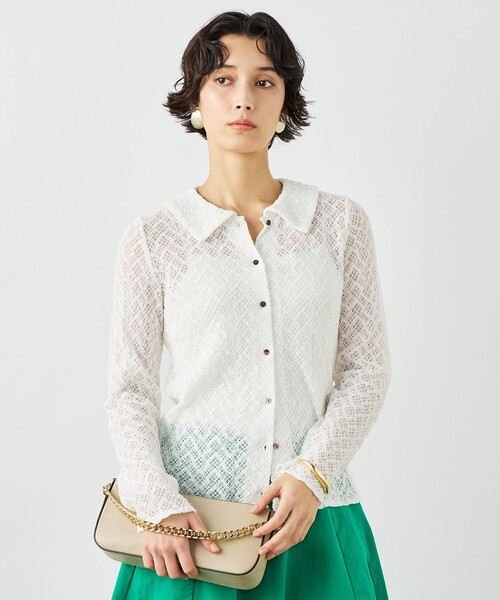 NOLLEY’S(ノーリーズ)の「ウォッシャブル襟付きレースカーディガン(カーディガン/ボレロ・レディース・ブラック/ホワイト・38)」の9枚目の写真