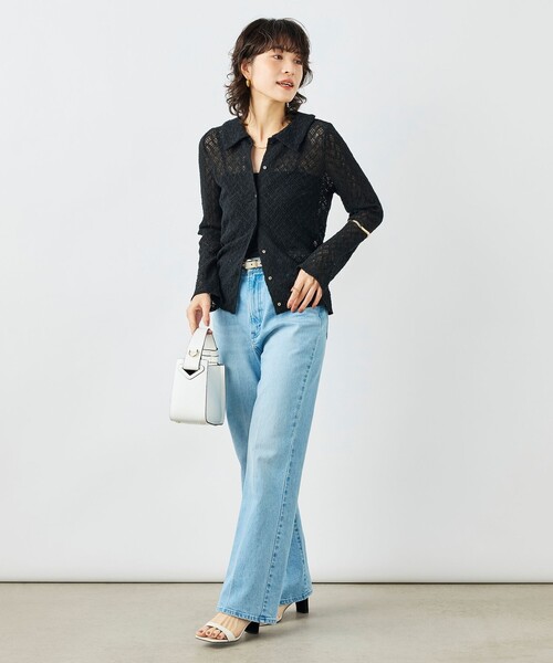 NOLLEY’S(ノーリーズ)の「ウォッシャブル襟付きレースカーディガン(カーディガン/ボレロ・レディース・ブラック/ホワイト・38)」の13枚目の写真