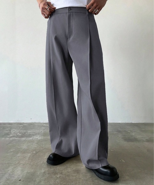 セール】12A8-SZ ルーズフィット ワイドストレートスラックス