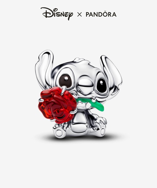 ディズニー スティッチ ローズ ムラノ ガラス チャーム（チャーム