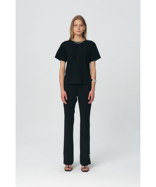KUME（クメ）の「ツイストバックディテールTシャツ、ブラック（Tシャツ/カットソー・レディース・その他・SMALL/MEDIUM）」の2枚目の写真