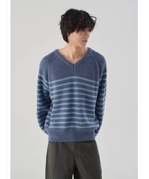 OWSA（オウサ）の「ストライプラグランVネックニット（ニット/セーター）」