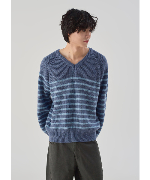 Страйп‑плед V‑neck knit