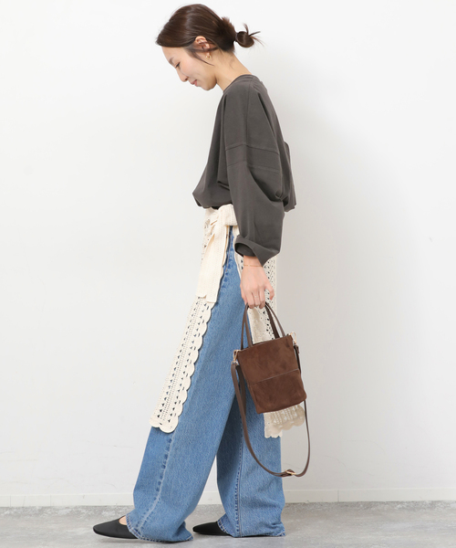 JOURNAL STANDARD relume（ジャーナルスタンダード　レリューム）の「クロシェレースラップスカート（スカート・レディース・ベージュ/ネイビー・FREE）」の4枚目の写真