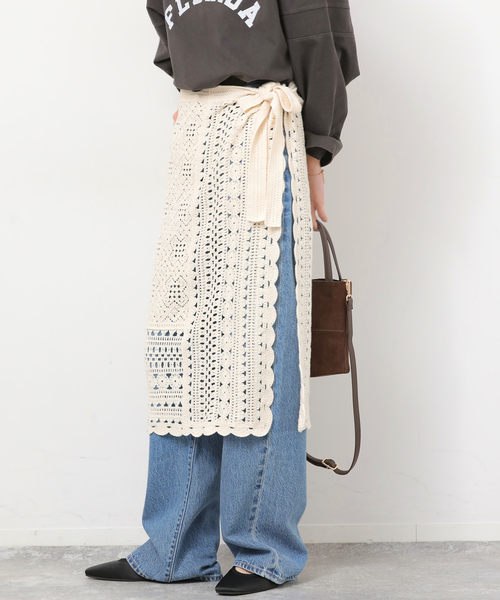 JOURNAL STANDARD relume（ジャーナルスタンダード　レリューム）の「クロシェレースラップスカート（スカート・レディース・ベージュ/ネイビー・FREE）」の7枚目の写真