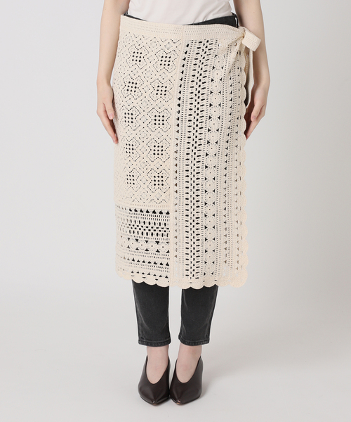 JOURNAL STANDARD relume（ジャーナルスタンダード　レリューム）の「クロシェレースラップスカート（スカート・レディース・ベージュ/ネイビー・FREE）」の18枚目の写真