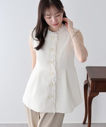 BLUEEAST | ツイードペプラムフォルムジレ 卒業式 入学式 結婚式 成人式 二次会 同窓会 セレモニー パーティードレス オケージョンドレス お呼ばれ(ベスト)