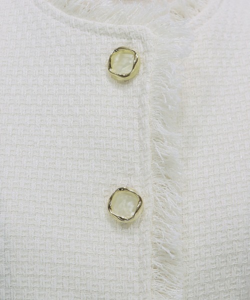 BLUEEAST（ブルーイースト）の「ツイードペプラムフォルムジレ 卒業式 入学式 結婚式 成人式 二次会 同窓会 セレモニー パーティードレス オケージョンドレス お呼ばれ（ベスト・レディース・ブラック/ホワイト・MEDIUM/LARGE）」の9枚目の写真