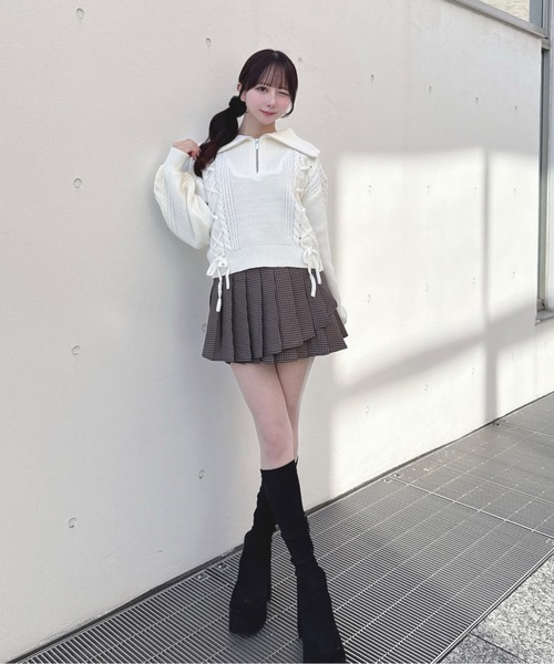 one way（ワンウェイ）の「ダブルプリーツスカート（スカート・レディース・ブラック/ブラウン系その他/グレー/ホワイト系その他・FREE）」の12枚目の写真