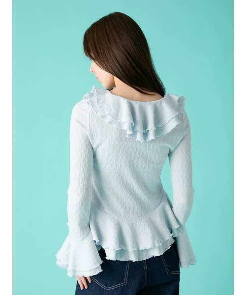 FURFUR（ファーファー）の「ラッフルフリルプルオーバー（シャツ/ブラウス・レディース・アイボリー/ブラック/ライトブルー・F）」の8枚目の写真