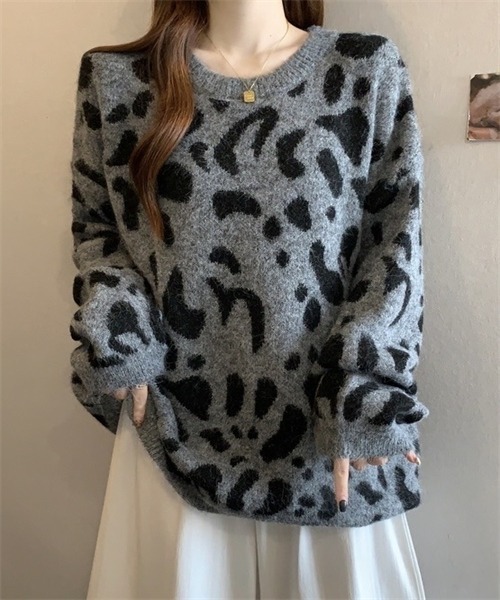 FREE STYLISTS(フリー スタイリスト)の「ヒョウ柄ニットプルオーバー(ニット/セーター・レディース・グレー/ブラウン/キャメル・FREE)」の12枚目の写真