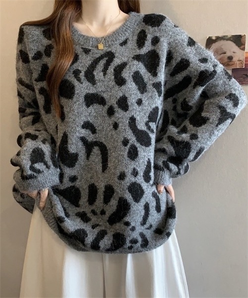 FREE STYLISTS(フリー スタイリスト)の「ヒョウ柄ニットプルオーバー(ニット/セーター・レディース・グレー/ブラウン/キャメル・FREE)」の17枚目の写真