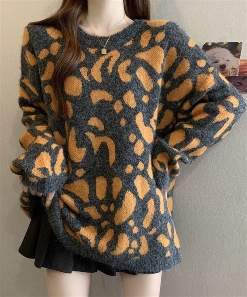 FREE STYLISTS(フリー スタイリスト)の「ヒョウ柄ニットプルオーバー(ニット/セーター・レディース・グレー/ブラウン/キャメル・FREE)」の11枚目の写真