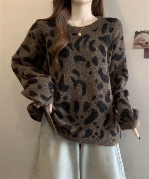 FREE STYLISTS(フリー スタイリスト)の「ヒョウ柄ニットプルオーバー(ニット/セーター・レディース・グレー/ブラウン/キャメル・FREE)」の20枚目の写真