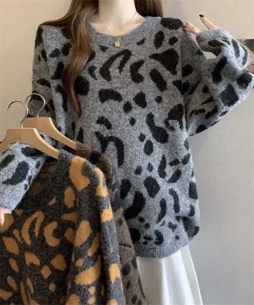 FREE STYLISTS(フリー スタイリスト)の「ヒョウ柄ニットプルオーバー(ニット/セーター・レディース・グレー/ブラウン/キャメル・FREE)」の19枚目の写真