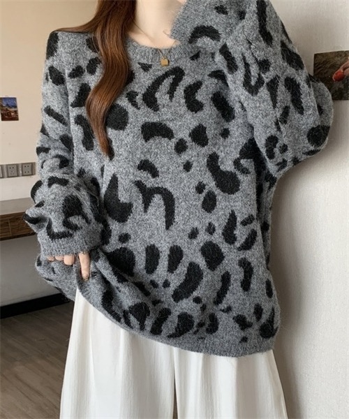 FREE STYLISTS(フリー スタイリスト)の「ヒョウ柄ニットプルオーバー(ニット/セーター・レディース・グレー/ブラウン/キャメル・FREE)」の16枚目の写真