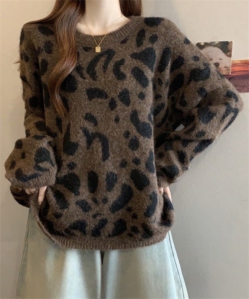 FREE STYLISTS(フリー スタイリスト)の「ヒョウ柄ニットプルオーバー(ニット/セーター・レディース・グレー/ブラウン/キャメル・FREE)」の22枚目の写真