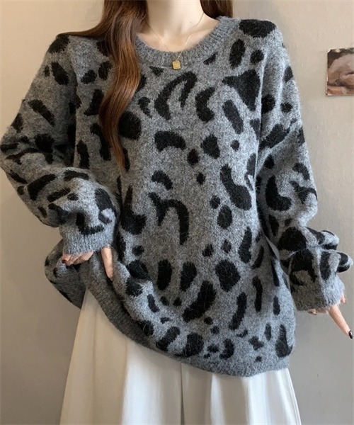 FREE STYLISTS(フリー スタイリスト)の「ヒョウ柄ニットプルオーバー(ニット/セーター・レディース・グレー/ブラウン/キャメル・FREE)」の14枚目の写真