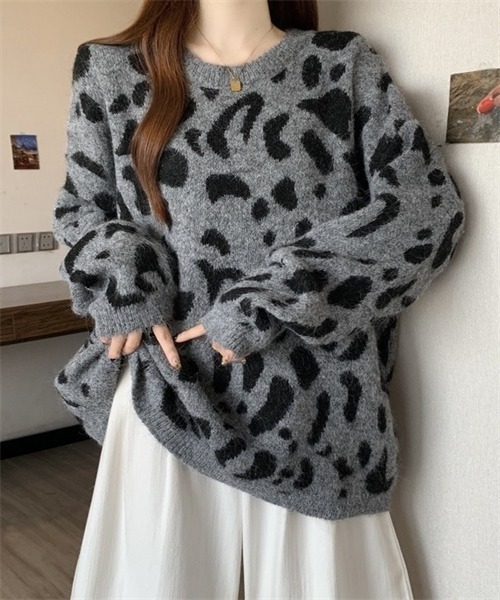 FREE STYLISTS(フリー スタイリスト)の「ヒョウ柄ニットプルオーバー(ニット/セーター・レディース・グレー/ブラウン/キャメル・FREE)」の15枚目の写真