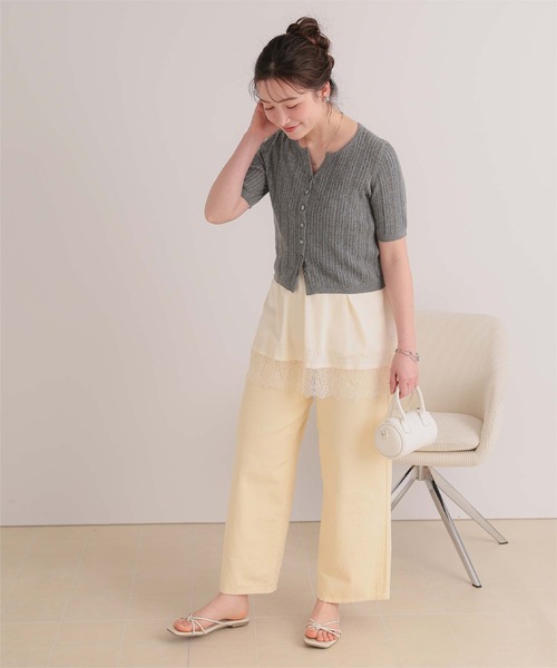 titivate(ティティベイト)の「アイレットニットハーフスリーブトップス(ニット/セーター・レディース・ネイビー/チャコール/ライトブルー/オフホワイト・M/S/L)」の17枚目の写真