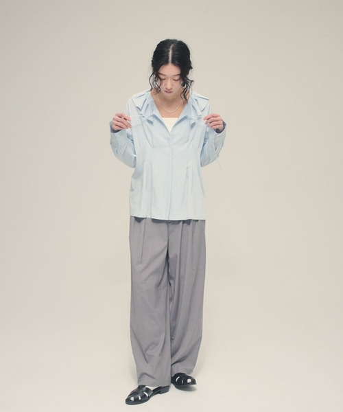 eL（エル）の「【eL】Tuck Frill Collar Shirt/645564（シャツ/ブラウス・レディース・オフホワイト/ブルー・FREE）」の12枚目の写真