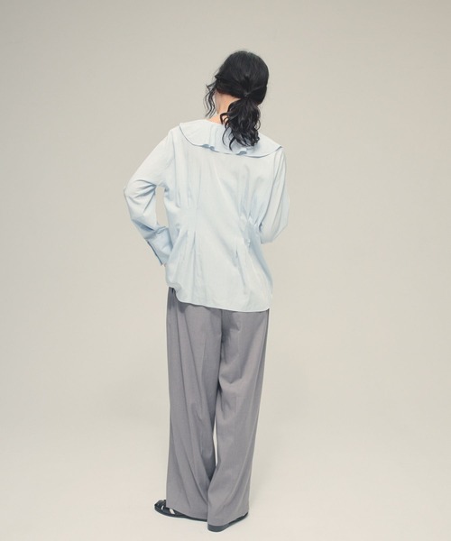 eL（エル）の「【eL】Tuck Frill Collar Shirt/645564（シャツ/ブラウス・レディース・オフホワイト/ブルー・FREE）」の13枚目の写真