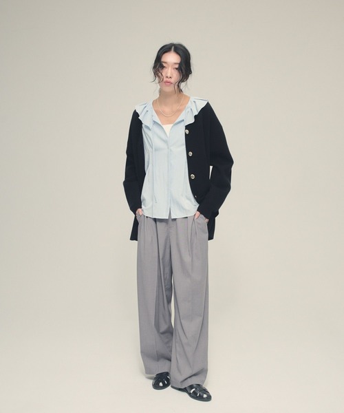 eL（エル）の「【eL】Tuck Frill Collar Shirt/645564（シャツ/ブラウス・レディース・オフホワイト/ブルー・FREE）」の17枚目の写真