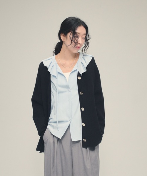 eL（エル）の「【eL】Tuck Frill Collar Shirt/645564（シャツ/ブラウス・レディース・オフホワイト/ブルー・FREE）」の18枚目の写真
