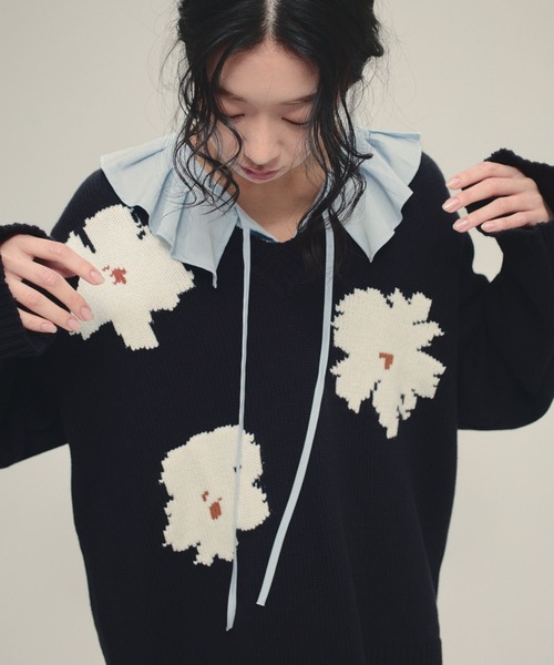 eL（エル）の「【eL】Tuck Frill Collar Shirt/645564（シャツ/ブラウス・レディース・オフホワイト/ブルー・FREE）」の21枚目の写真