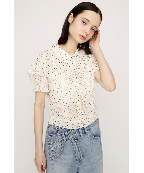 SLY(スライ)の「【2026SS新作】TINY DOTS FRILL BL タイニードッツフリルブラウス 夏服 春服(シャツ/ブラウス・レディース・ホワイト系その他2/ブラック系その他2・FREE)」の5枚目の写真