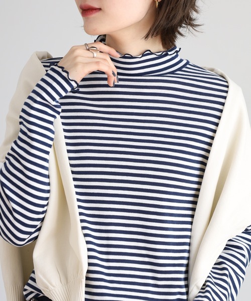 FUNALIVE(ファンアライブ)の「ボーダーT/Cフライスアウトメロウ長袖(Tシャツ/カットソー・レディース・ネイビー系/ブラウン系/レッド系/ブラック系・M/L/LL)」の9枚目の写真