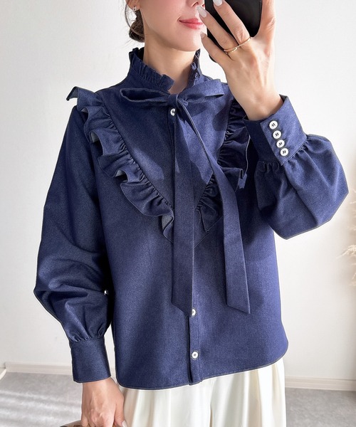 専用✩︎デニムフリル　ブラウス セール】【ZOZO限定】デニムフリルブラウス（シャツ/ブラウス