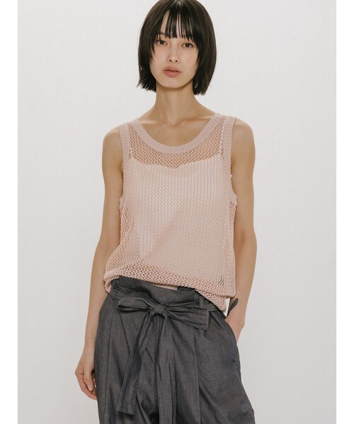 MIDIUMISOLID(ミディウミソリッド)の「MIDIUMISOLID for Ladies メッシュタンクプルオーバー(ベスト・レディース・ネイビー/オフホワイト/ピンク・FREE)」の3枚目の写真