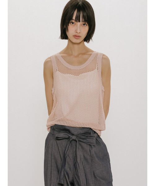 MIDIUMISOLID(ミディウミソリッド)の「MIDIUMISOLID for Ladies メッシュタンクプルオーバー(ベスト・レディース・ネイビー/オフホワイト/ピンク・FREE)」の8枚目の写真