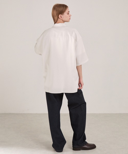 EMMA CLOTHES(エマクローズ)の「多機能素材半袖ベーシックシャツ〈UVカット・速乾・イージーケア・接触冷感〉(シャツ/ブラウス・メンズ・スミクロ/ダークネイビー/ネイビー系/グレー系/ホワイト/ブルー/モカ・S/L/M)」の17枚目の写真