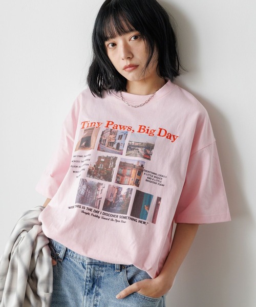 PBLIM(ページボーイリム)の「《UNISEX》ロストキャットT(Tシャツ/カットソー・レディース・ピンク/オフホワイト/ブラック・MEDIUM/LARGE)」の1枚目の写真