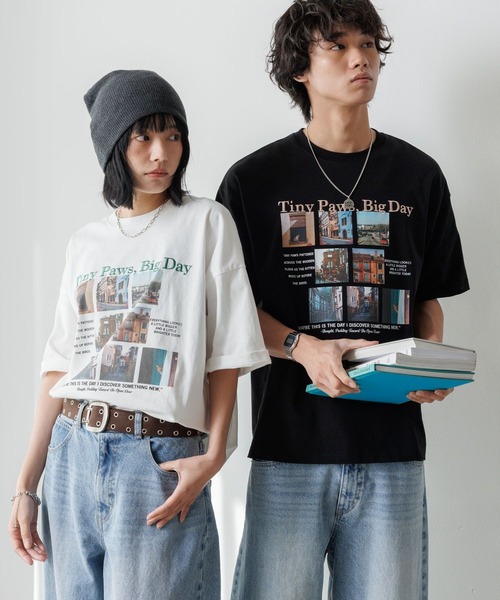 PBLIM(ページボーイリム)の「《UNISEX》ロストキャットT(Tシャツ/カットソー・レディース・ピンク/オフホワイト/ブラック・MEDIUM/LARGE)」の3枚目の写真