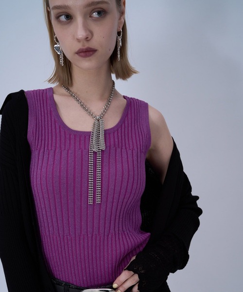 HARE（ハレ）の「2WAYランダムリブラメタンクトップ(HARE)（タンクトップ・レディース・ブラック/シルバー/グリーン/ピンク/パープル・FREE）」の4枚目の写真