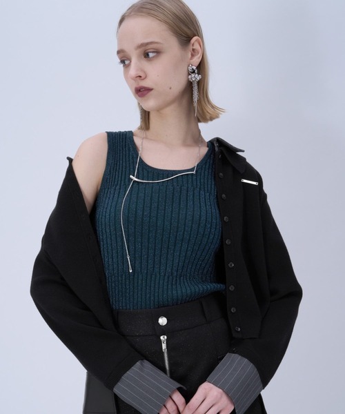 HARE（ハレ）の「2WAYランダムリブラメタンクトップ(HARE)（タンクトップ・レディース・ブラック/シルバー/グリーン/ピンク/パープル・FREE）」の7枚目の写真