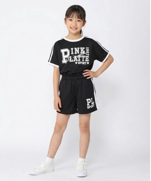 PINK-latte(ピンクラテ)の「PINK-latte SPORT/ピンクラテスポーツ パールプリントセットアップスーツ(セットアップ・キッズ・ブラック/ピンク・140cm/130cm/160cm/150cm)」の1枚目の写真