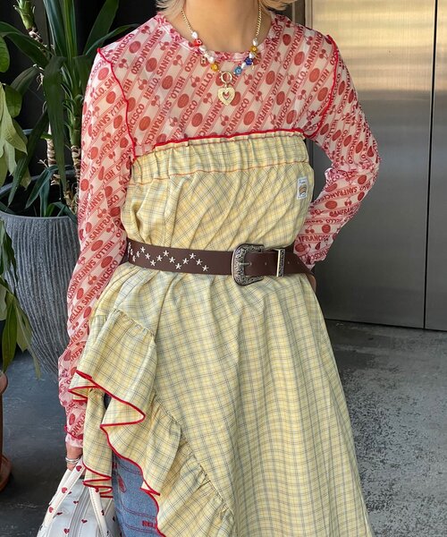 HELLO.SANFRANCISCO（ハローサンフランシスコ）の「【HELLO.SANFRANCISCO/ハローサンフランシスコ】アシメフリルチェックスカート（スカート・レディース・ブルー/グリーン/オレンジ・ONE SIZE）」の5枚目の写真