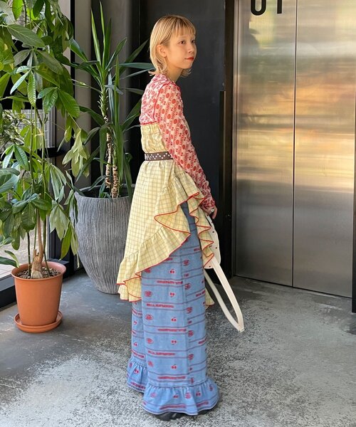 HELLO.SANFRANCISCO（ハローサンフランシスコ）の「【HELLO.SANFRANCISCO/ハローサンフランシスコ】アシメフリルチェックスカート（スカート・レディース・ブルー/グリーン/オレンジ・ONE SIZE）」の9枚目の写真