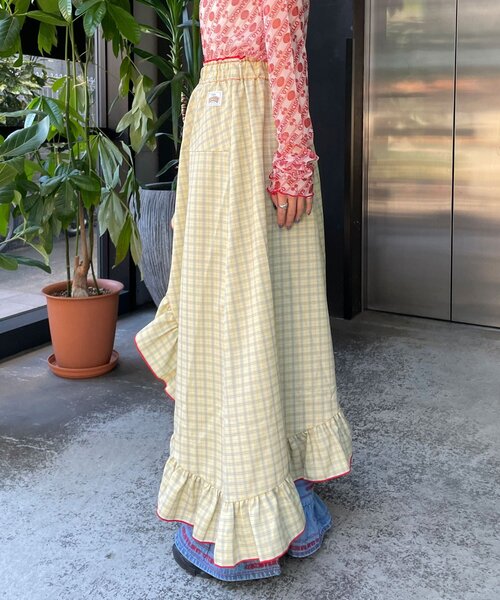 HELLO.SANFRANCISCO（ハローサンフランシスコ）の「【HELLO.SANFRANCISCO/ハローサンフランシスコ】アシメフリルチェックスカート（スカート・レディース・ブルー/グリーン/オレンジ・ONE SIZE）」の13枚目の写真