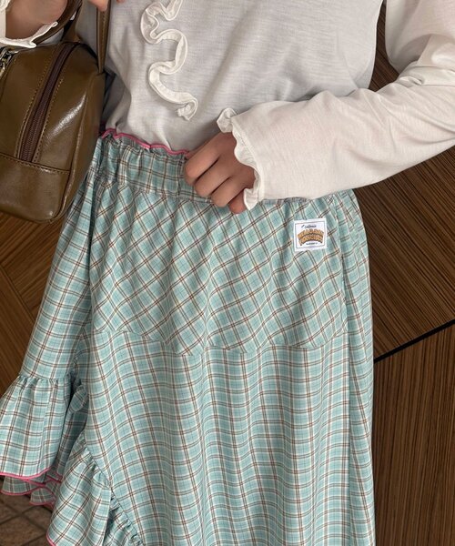 HELLO.SANFRANCISCO（ハローサンフランシスコ）の「【HELLO.SANFRANCISCO/ハローサンフランシスコ】アシメフリルチェックスカート（スカート・レディース・ブルー/グリーン/オレンジ・ONE SIZE）」の20枚目の写真
