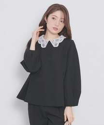 index | レース衿ペプラムブラウス【洗濯機OK/ストレッチ】(シャツ/ブラウス)