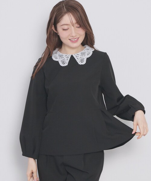 index（インデックス）の「レース衿ペプラムブラウス【洗濯機OK/ストレッチ】（シャツ/ブラウス・レディース・ブラック/ナチュラル・36/42/40/38）」の19枚目の写真