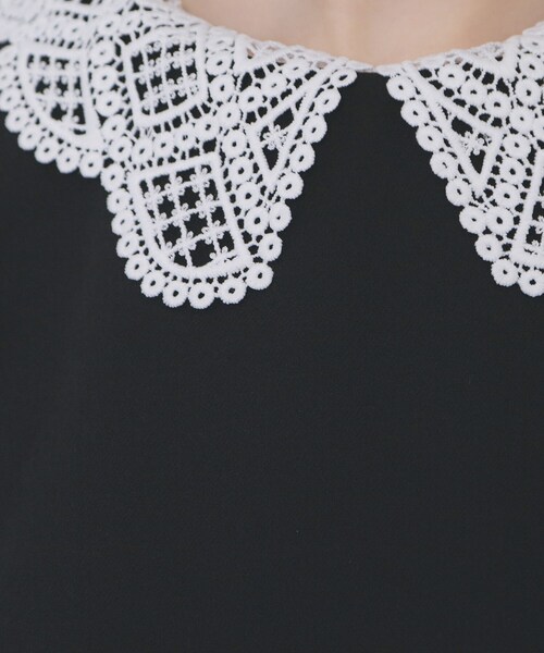 index（インデックス）の「レース衿ペプラムブラウス【洗濯機OK/ストレッチ】（シャツ/ブラウス・レディース・ブラック/ナチュラル・36/42/40/38）」の3枚目の写真
