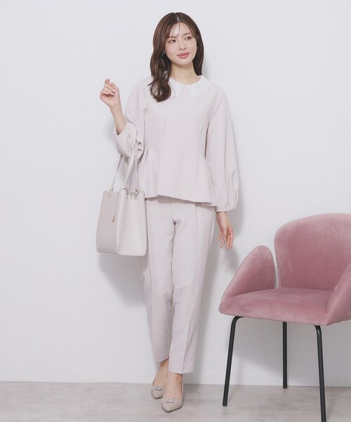 index（インデックス）の「レース衿ペプラムブラウス【洗濯機OK/ストレッチ】（シャツ/ブラウス・レディース・ブラック/ナチュラル・36/42/40/38）」の5枚目の写真